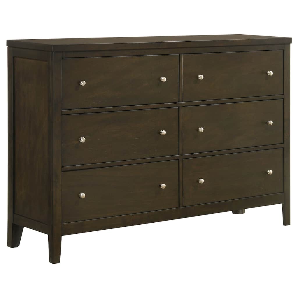 6-Drawer Dark Cocoa Dresser Cabinet with Modern Styling, Smooth Glide Drawers, and Spacious Bedroom Organization