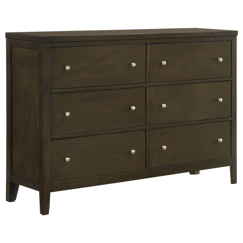 6-Drawer Dark Cocoa Dresser Cabinet with Modern Styling, Smooth Glide Drawers, and Spacious Bedroom Organization