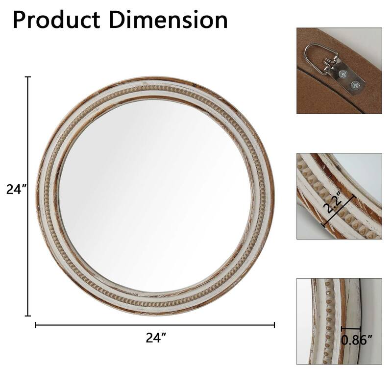 GDF Studio - Elara Beaded Round Decorative Wall Mirror