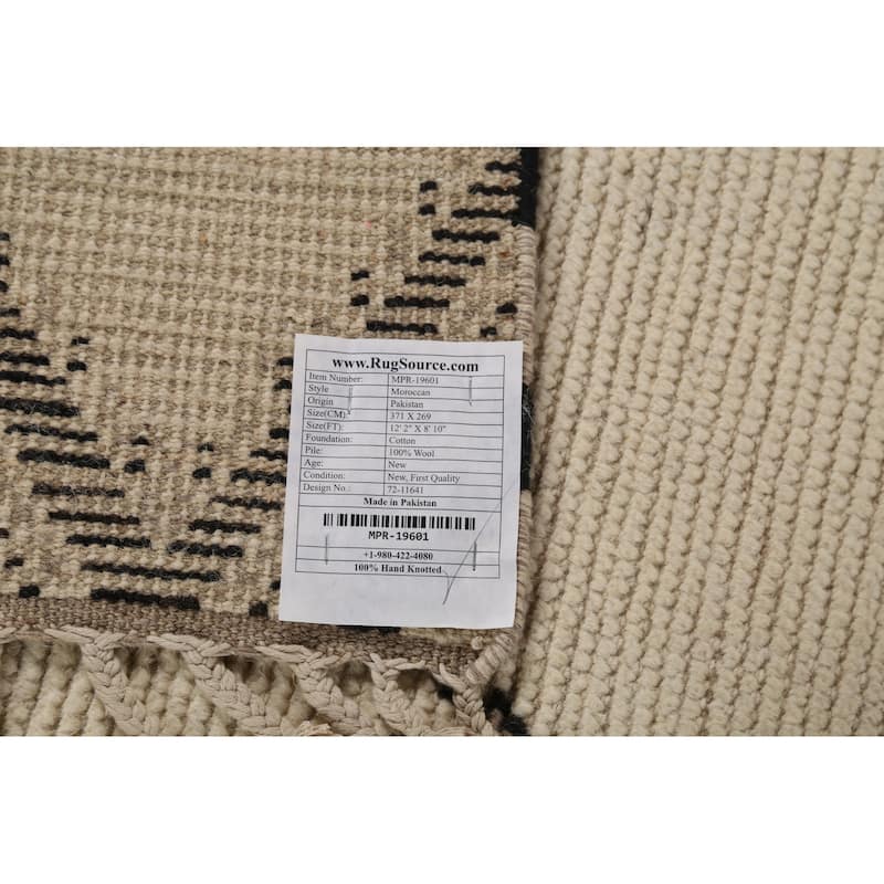 All-Over Trellis Moroccan Area Rug Handmade Wool Carpet - 8'10"x 12'2"