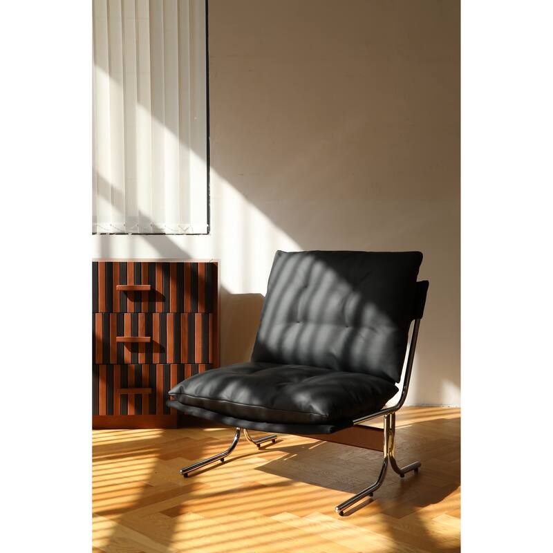 Leather Armchair,Modern Accent Chair High Back,Living Room Chairs with Metal Legs and Soft Padded,Sofa Chairs for Home,Bedroom