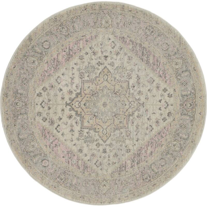 HomeRootsFloral Medallion Transitional Round Area Rug - 63' X '63' X '0.5