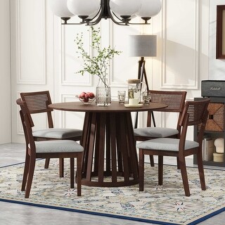 Retro 5-Piece Dining Table Set With 1 Round Dining Table and 4 ...