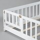 preview thumbnail 31 of 33, Twin Size Floor Bed with Fence and Door, Rubber Wood Frame with Safety Guardrails