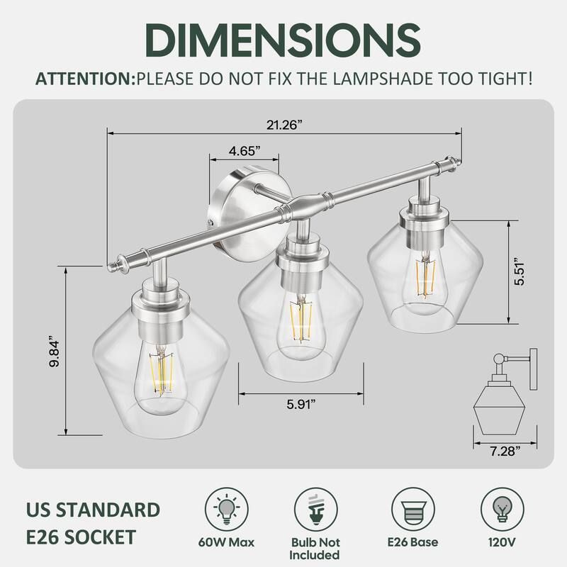 3/4-Light Modern Bathroom Vanity Light