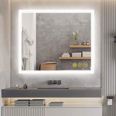 SmartGlow 30x36" Rectangular Dimmable LED Frameless Anti-Fog Bathroom Vanity Mirror - Clear