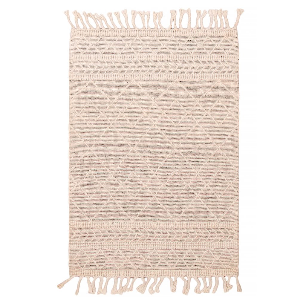ECARPETGALLERY Braid weave Sienna Cream Wool Rug - 4'1 x 6'0