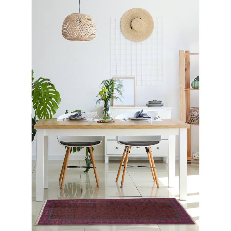 ECARPETGALLERY Hand-knotted Teimani Black, Red Wool Rug - 3'2 x 6'6