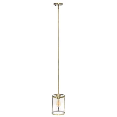 1-Light 10" Modern Adjustable Hanging Cylindrical Clear Glass Pendant