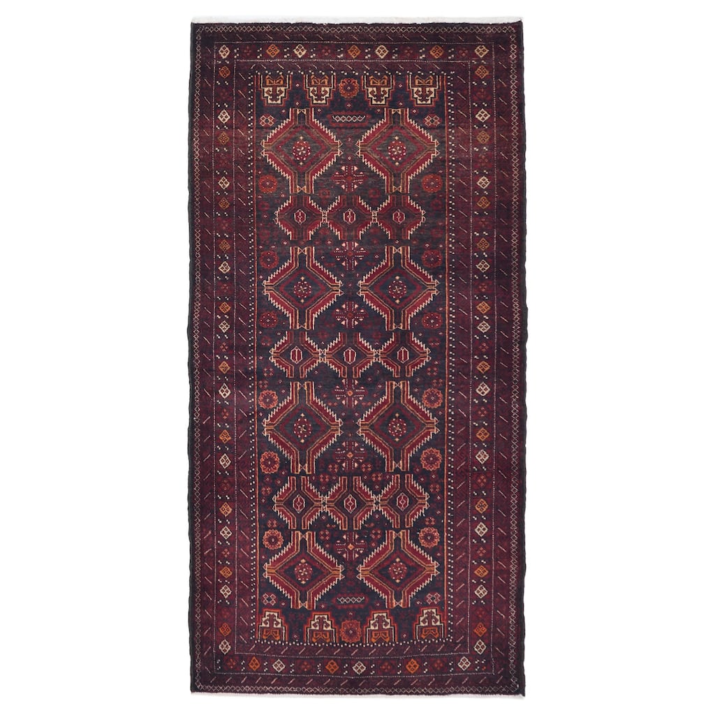 ECARPETGALLERY Hand-knotted Teimani Black, Red Wool Rug - 3'3 x 6'10
