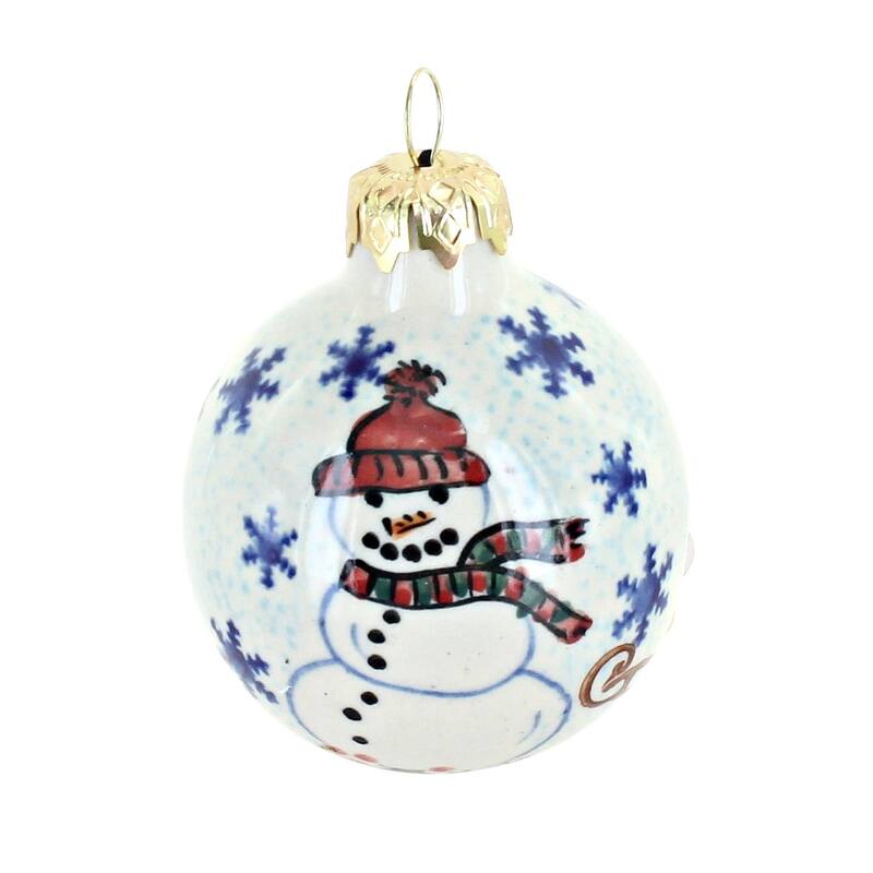 Blue Rose Polish Pottery Vena Small Christmas Ball