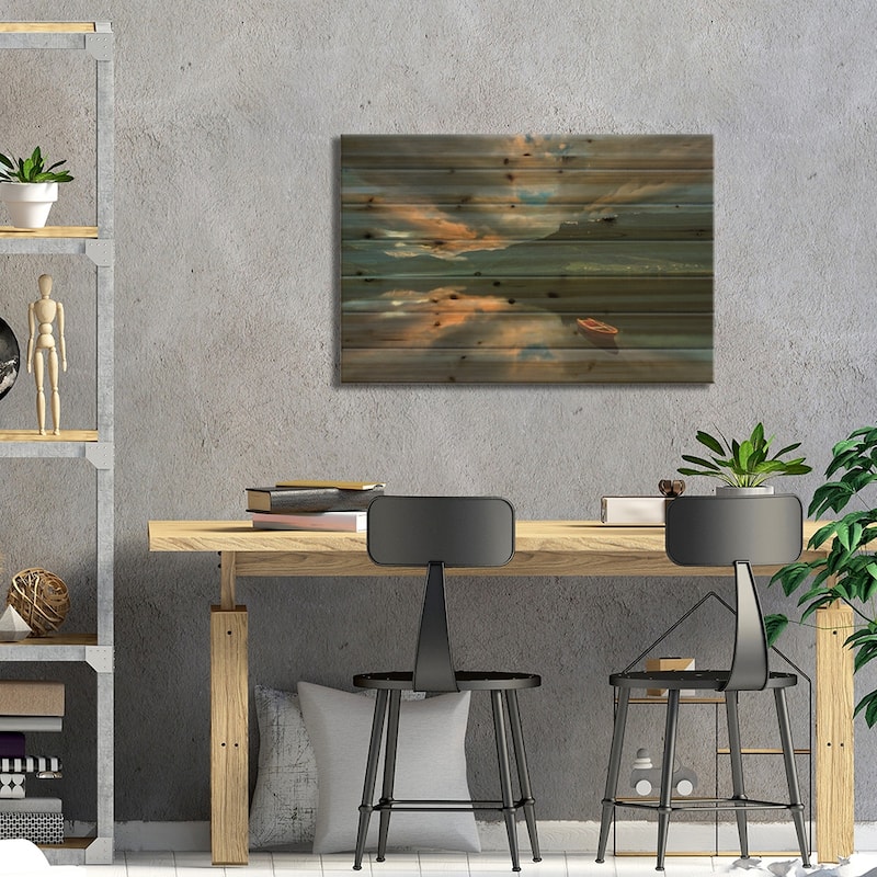 Boat II Print On Wood by Krzysztof Browko - Multi-Color