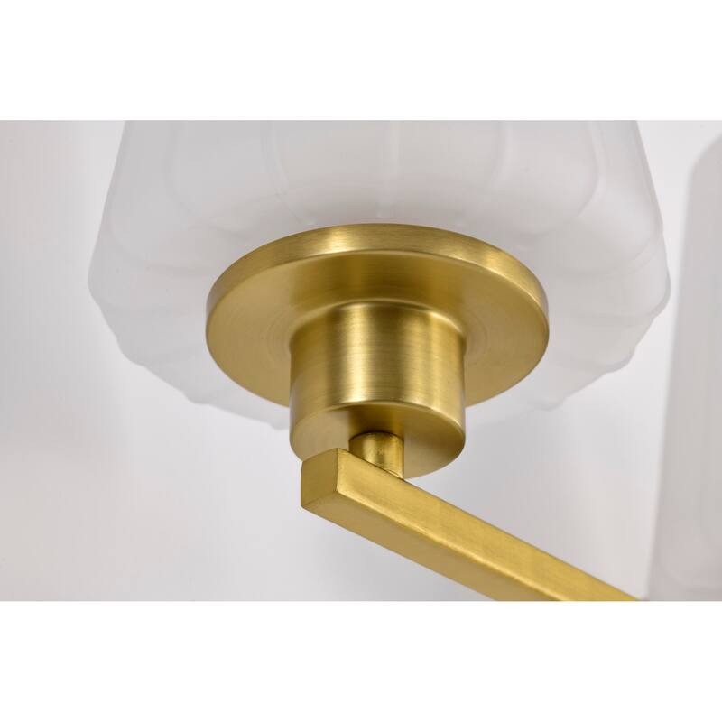 Lune 4 Light Vanity Vintage Brass Finish Etched White Glass - Vintage Brass