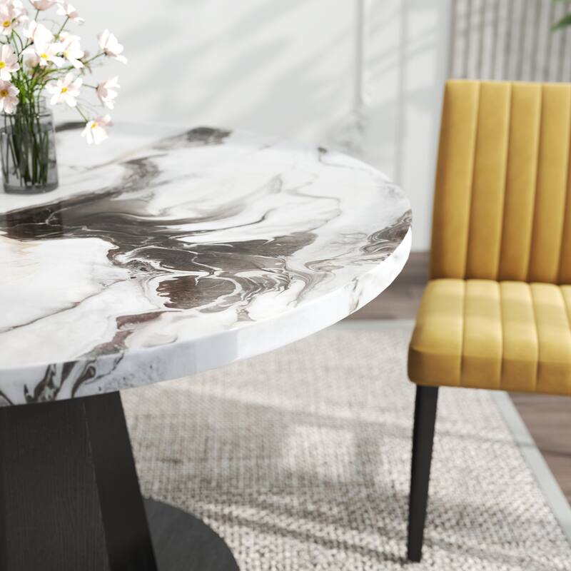 Roundhill Furniture Cavira 5-Piece Round Modern Dining Set