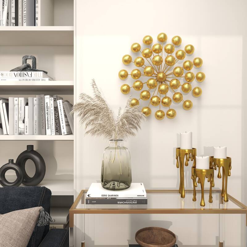 Metal Starburst Home Wall Decor with Orb Detailing - Gold - Roche River Decor