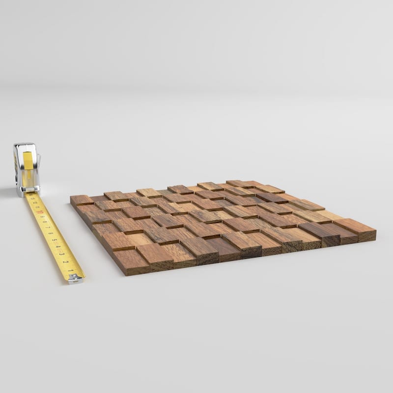 11 7/8"W x 11 7/8"H x 1/2"P Outland Wood Mosaic Wall Tile, Old Boat Wood - 11 7/8"W x 11 7/8"H x 1/2"P