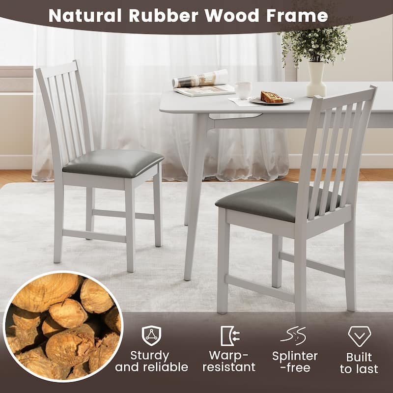 Gymax Wooden Dining Chair Set of 4 w/Rubber Wood Frame & Padded Seat &