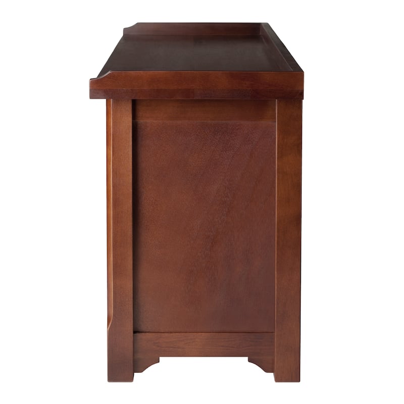 Milan 4-Pc Storage Bench with 3 Foldable Woven Baskets, Walnut - 40 x 14.17 x 22.05 inches