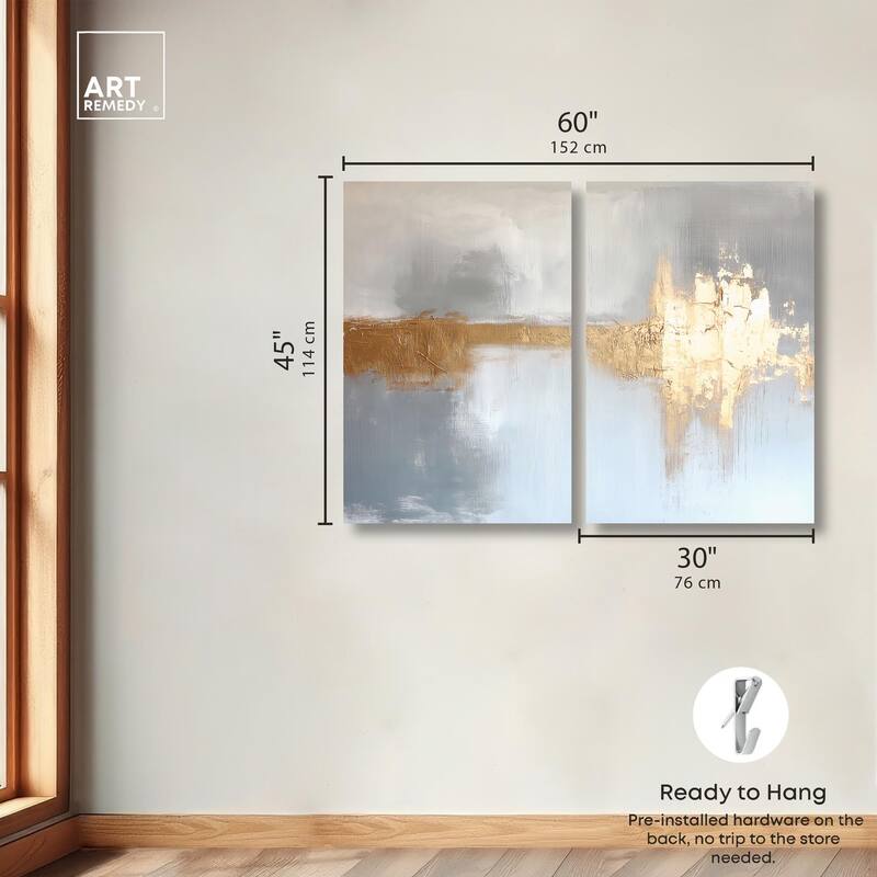 Serenity in Gold I Canvas Set of 2 by Art Remedy, Gallery Wrapped