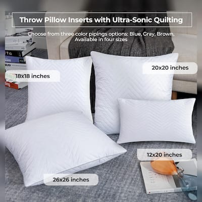 Set of 2 Decorative Throw Pillow Insert Quilting, Sofa Pillow Insert