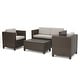 preview thumbnail 54 of 80, Puerta Outdoor 4-piece Patio Chat Set by Christopher Knight Home brown wicker with ceramic grey cushions