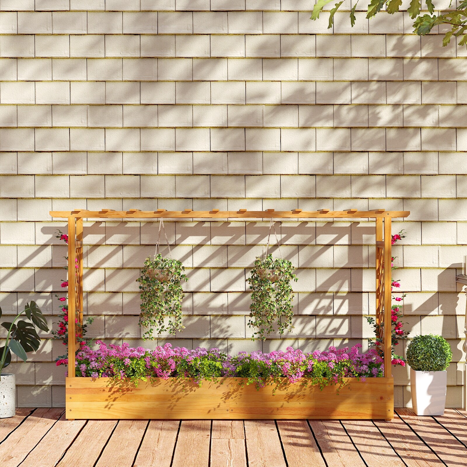 Costway 1/2 PCS 45undefined Raised Garden Bed with Trellis with
