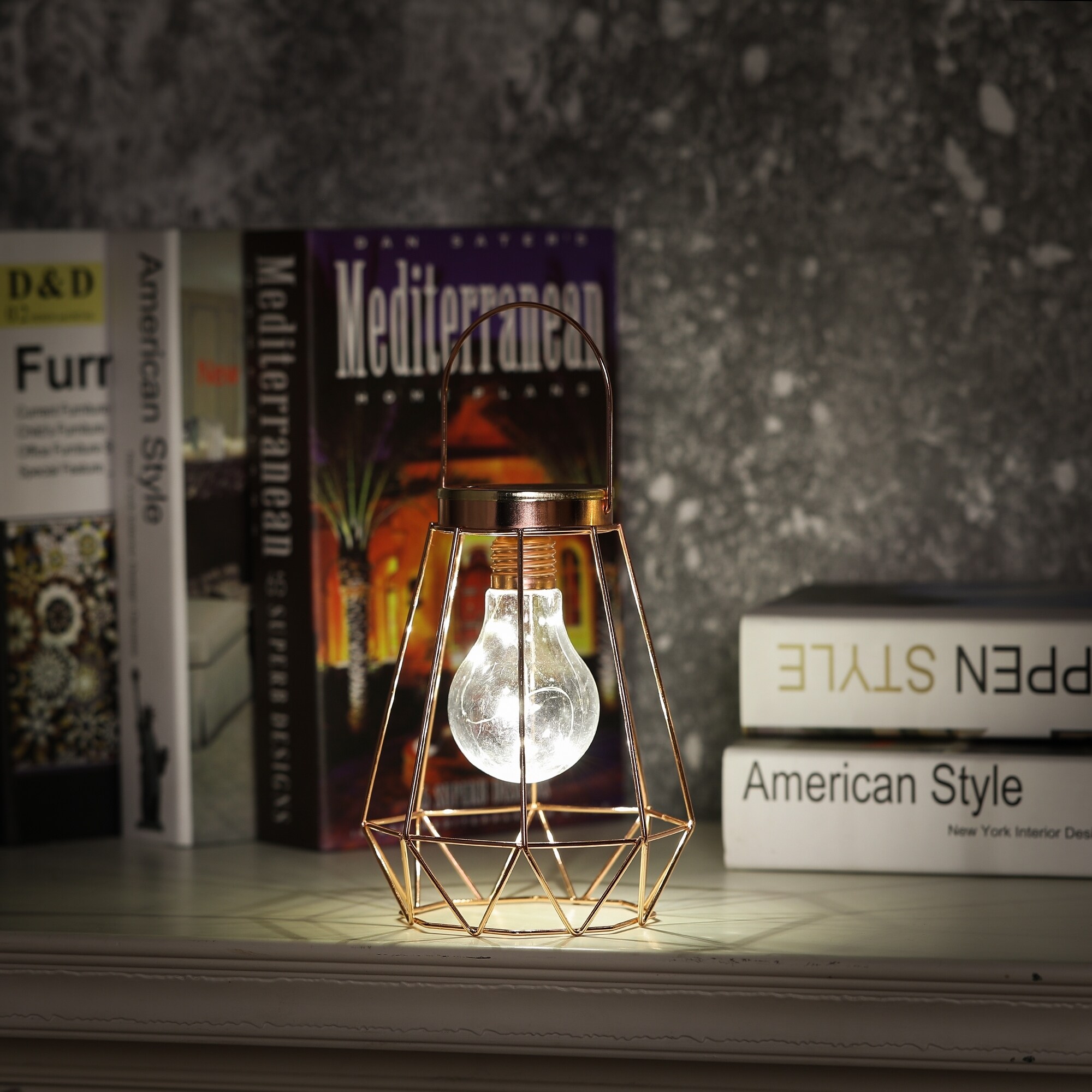 LED String Light Bulb in Cage Tabletop Lantern