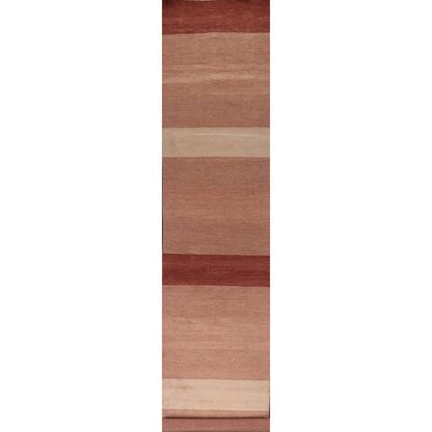 Modern Oriental Gabbeh Kashkoli Runner Rug Hand-knotted Wool Carpet - 2'7" x 15'9"