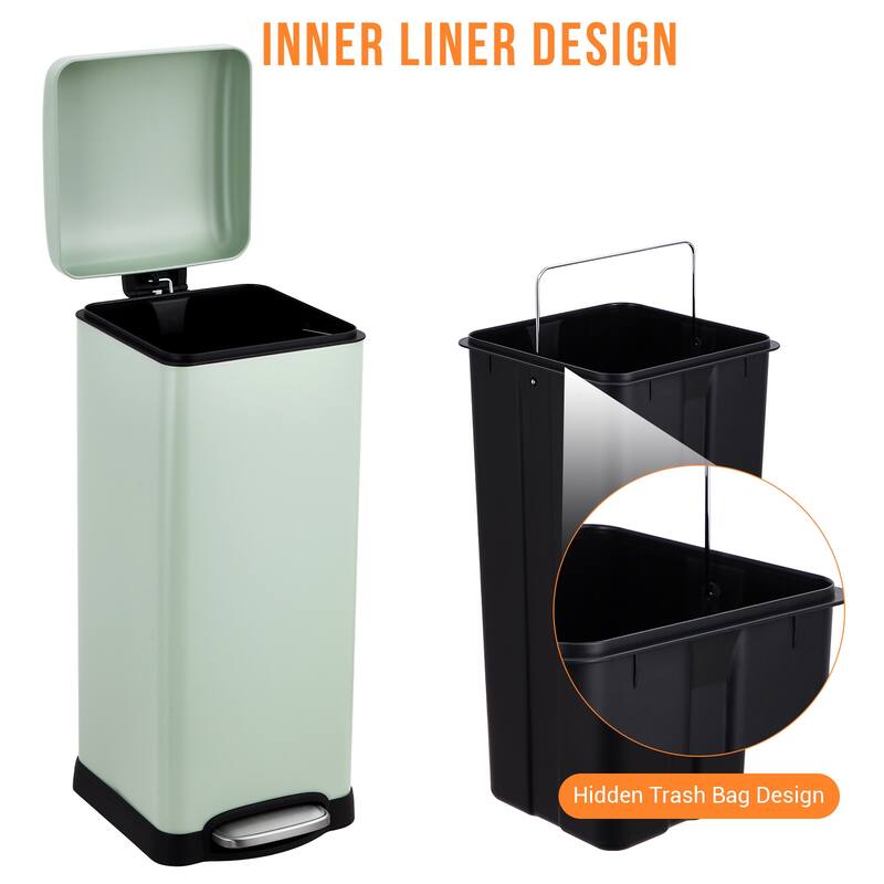 8 Gallon Step Trash Can, with Removable Inner Bucket