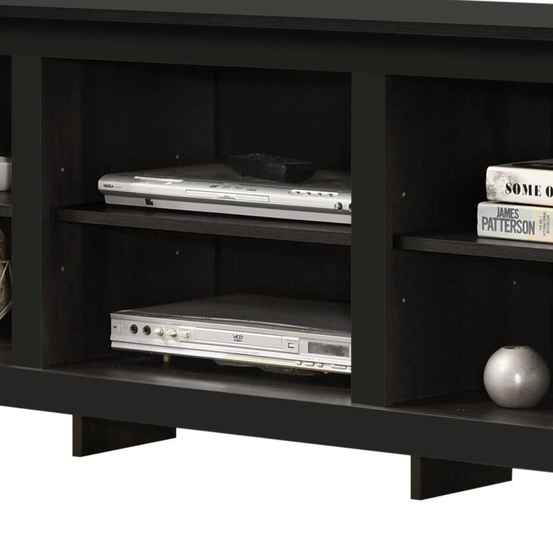 TV Stand with Open Shelves and Cable Management - Black