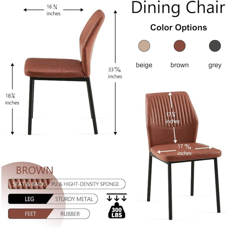 Howtai Upholstered Dining Chair Faux Leather,Metal Legs