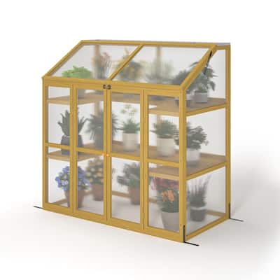 Plant Conservatory, Wooden Plant House with Polycarbonate Panels, Wooden Horticultural Shelter, Wooden-framed Cool Greenhouse