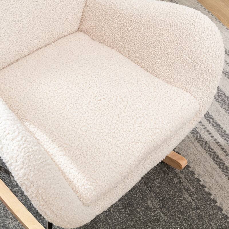 Teddy Fabric Padded Seat Rocking Chair