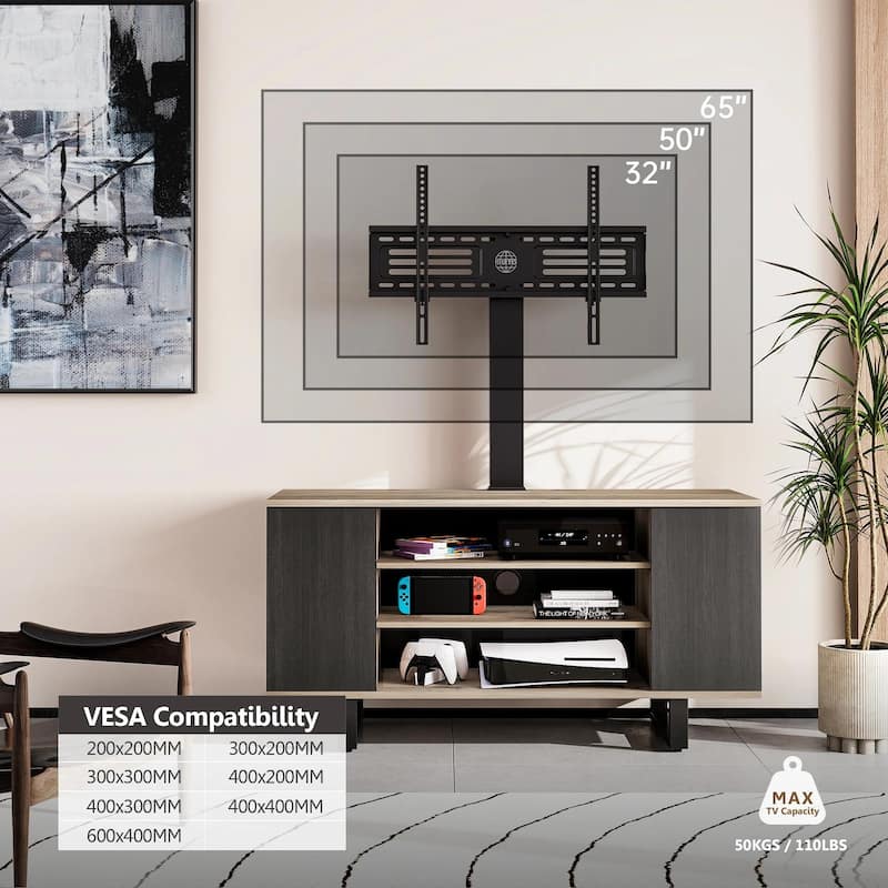 FITUEYES Modern TV Stand for 32-70 inch TVs with Open Shelves Media Console