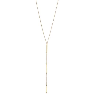 14k Yellow Gold Bar Station Adjustable Length Drop Y Necklace (adjusts to 17 or 18 inches)