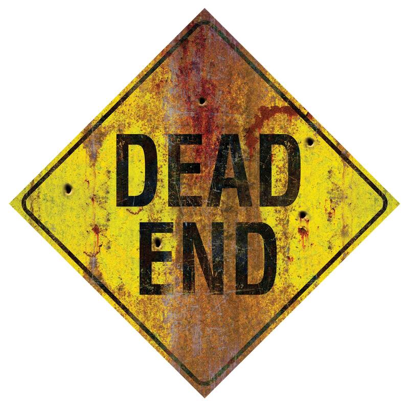 26" Black and Yellow "DEAD END" Halloween Square Wall Sign