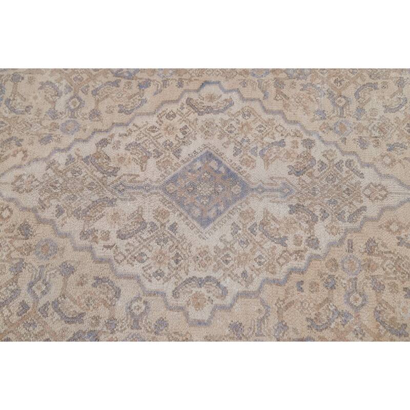 Vintage Distressed Geometric Hamedan Persian Area Rug Wool Handmade - 6'11" x 9'11"