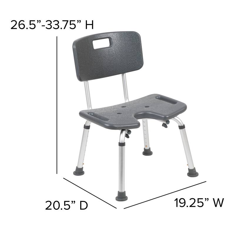 Tool-Free 300 Lb. Capacity, U-Shaped Adjustable White Bath & Shower Chair