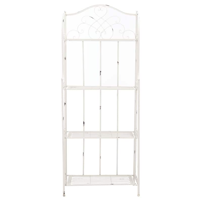 SAFAVIEH Bryn Victorian Wrought Iron 4-Tier Outdoor Bakers Rack - 25 In. W x 15 In. D x 63 In. H - 25"W x 15"D x 63"H