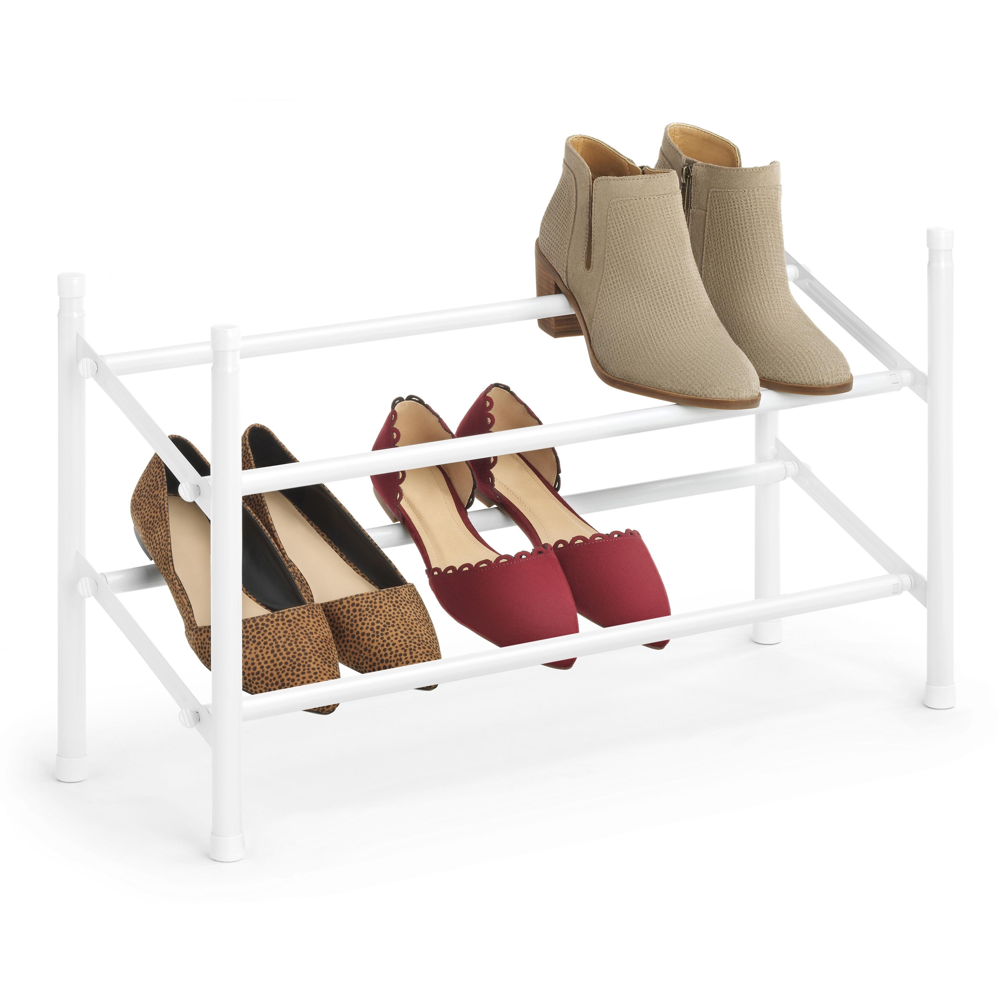 Whitmor 2 Tier Expandable and Stackable Shoe Rack White Bed Bath Beyond 12863631