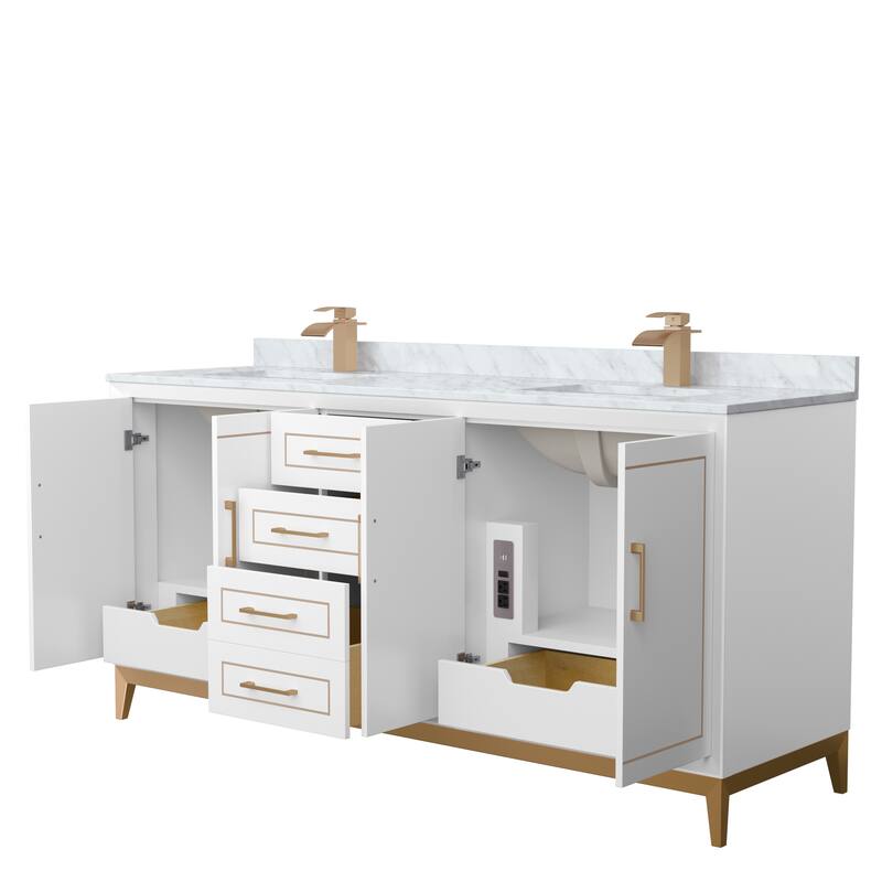 Marlena 72-Inch Double Vanity Set, Carrara Marble Top
