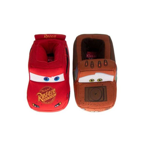 slide 2 of 5, Disney Pixar Cars Boys' Dual Sizes Slippers. (Toddler/Little Kids) 11-12 - Red/Brown