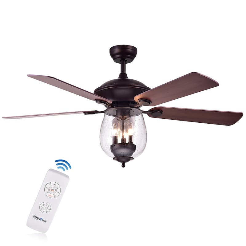 Warehouse of Tiffany Tibwald Wood Glass 52-inch 5-blade Lighted Ceiling Fan (Optional Remote) - N/A - Remote