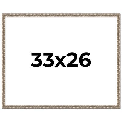 33x26 Frame Silver Versailles Ornate Solid Wood Picture Frame | 1 Inch