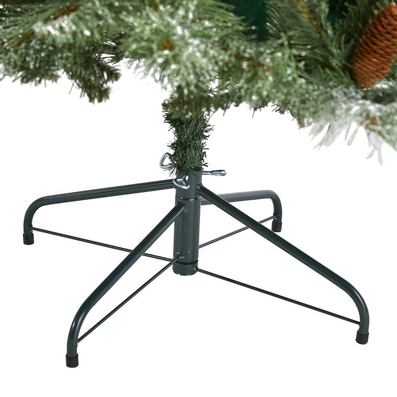 7’ Snowed French Pine Artificial Christmas Tree with Pinecones, Unlit - 7 Foot