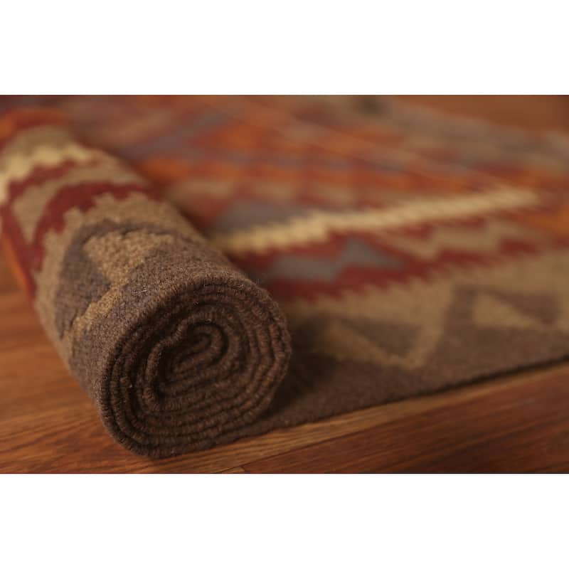 Tribal Geometric Kilim Oriental Area Rug Hand-woven Wool Carpet - 5'0" x 6'6"