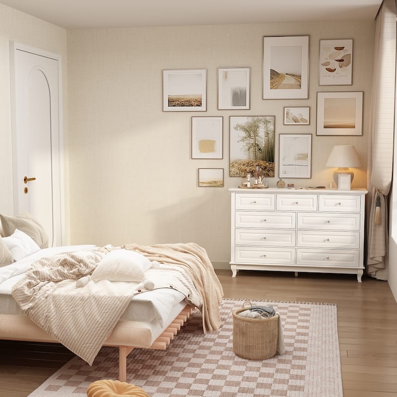 55.1"W 9-Drawer Dresser: Spacious and Sleek Design Chest Lacquer