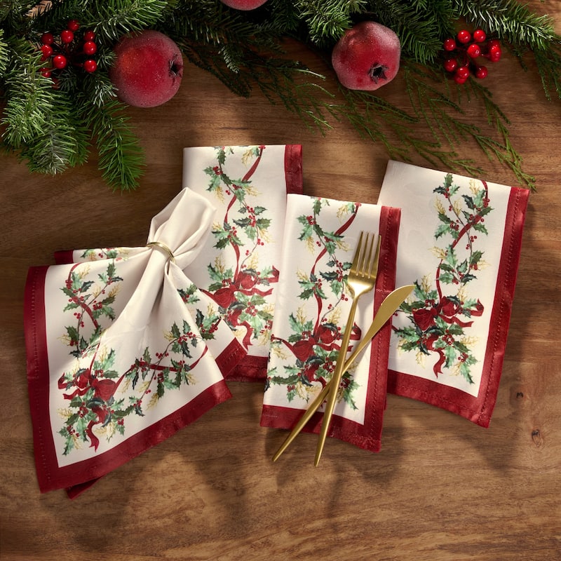 Villeroy & Boch Winter Bows & Garland Napkins, Set of 4 - 17x17