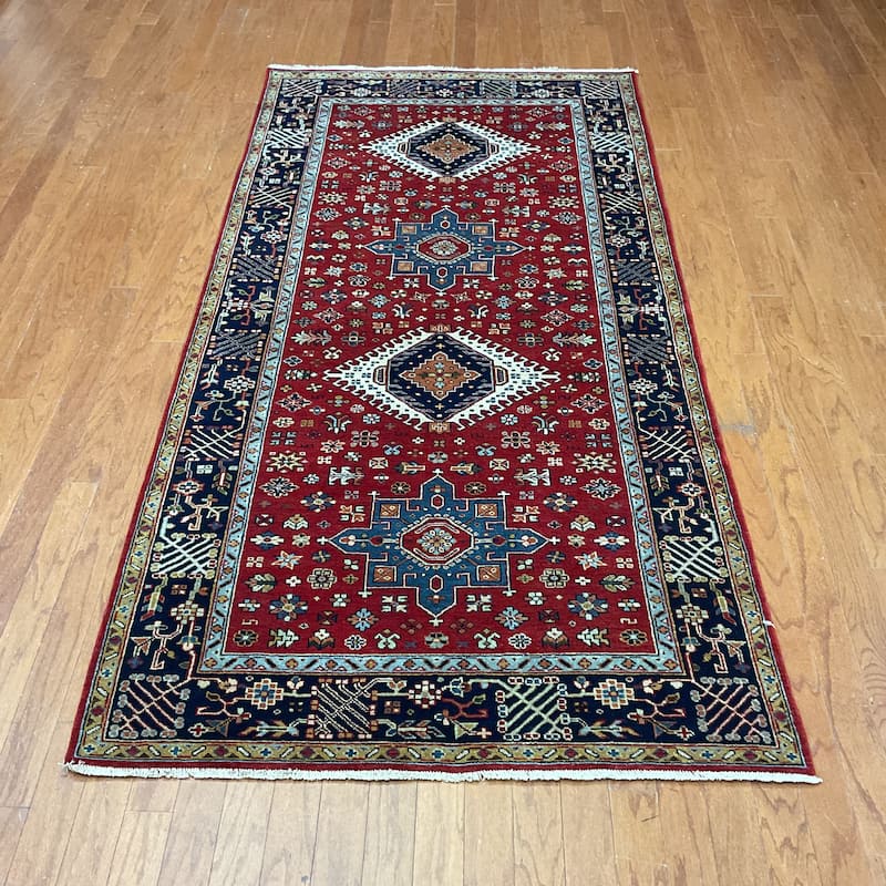 HERAT ORIENTAL Handmade 4' x 8' Karaja Wool Rug - 4' x 8'