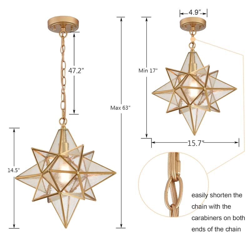 Viareggio Moravian Star Pendant Lights Clear Glass Shade 16 Inches